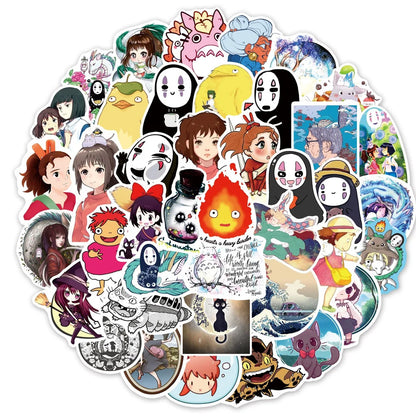 100PCS Hayao Miyazaki Animation Chihiro Graffiti Sticker Suitcase Guitar Car Computer Waterproof Skateboard Guitar