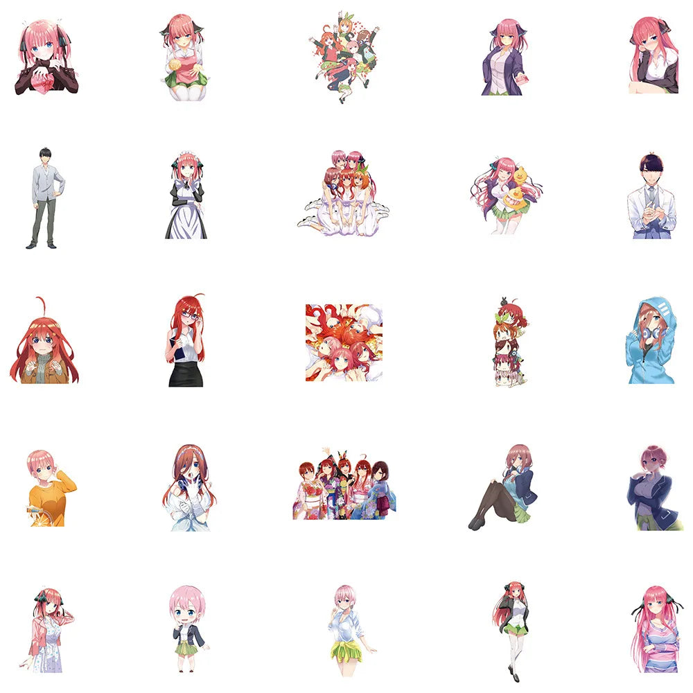 50pcs Japanese Anime Quintile Bride Graffiti Sticker DIY Guitar Luggage Star Anime Sticker Waterproof