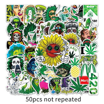 50PCS Cartoon Personality Spoof Green Graffiti Sticker Notebook Guitar Skateboard Mobile Phone Gift Toy Sticker