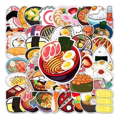 50PCS Japanese Food and Gourmet Luggage Stickers Creative Trend Graffiti Luggage Laptop Decoration Stickers