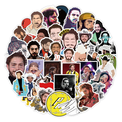50PCS Singer Boz Malone Graffiti Sticker Waterproof Suitcase Notebook Refrigerator Children's Water Cup Sticker