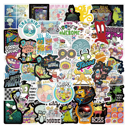 50PCS New 90s Cartoon Animated Graffiti Stickers Waterproof Luggage Laptop Scooter Water Cup Stickers