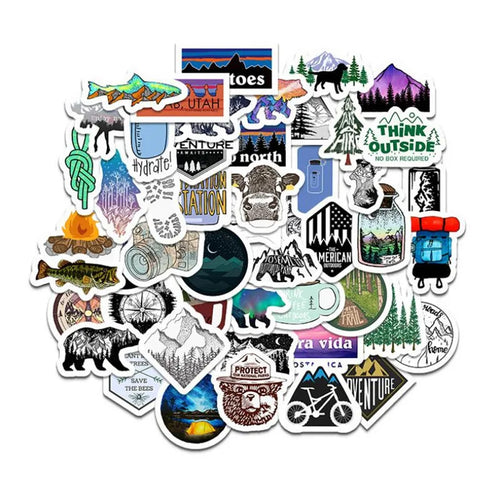 50PCS Car Outdoor Landscape Graffiti Waterproof Removable Luggage Skateboard Stickers Decorative Toys
