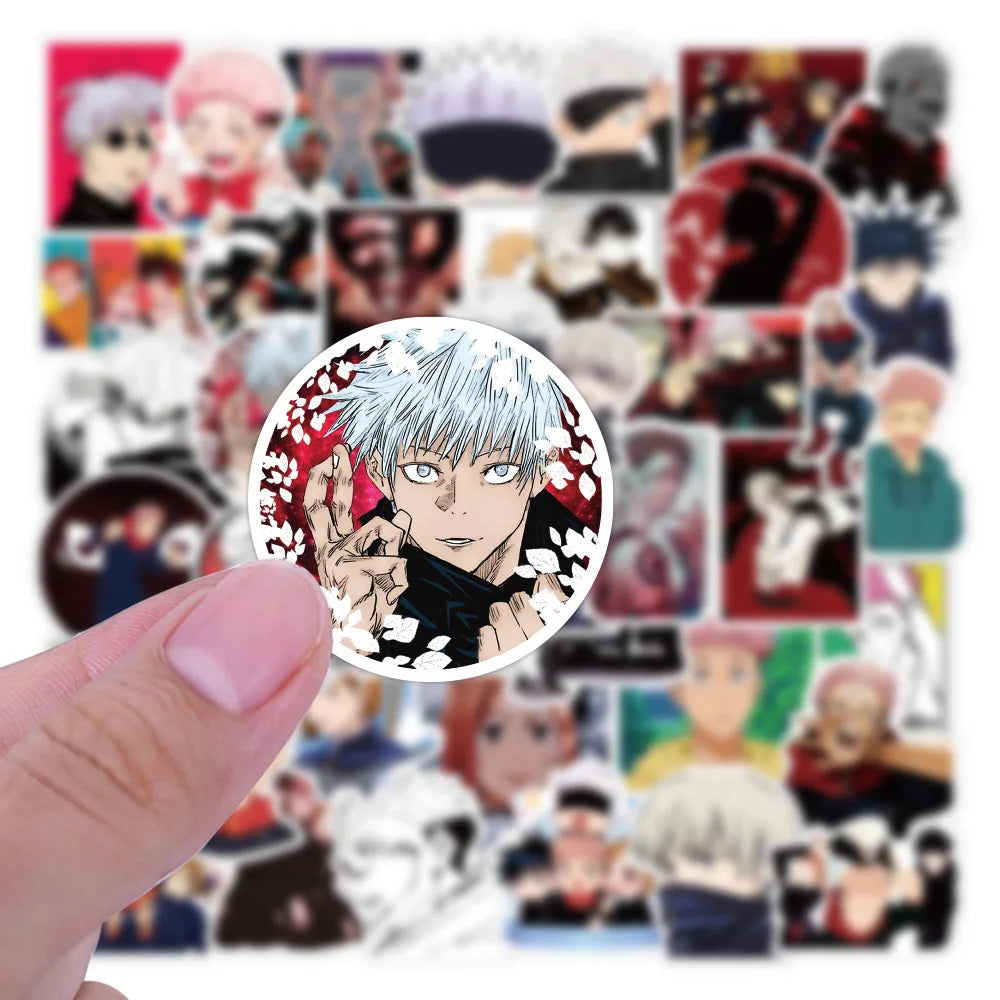 50PCS cartoon Japanese animation Jujutsu Kaisen series graffiti stickers, personalized PVC waterproof decorative stickers, suitable for water cups, laptops, phone cases, luggage decoration stickers and toys