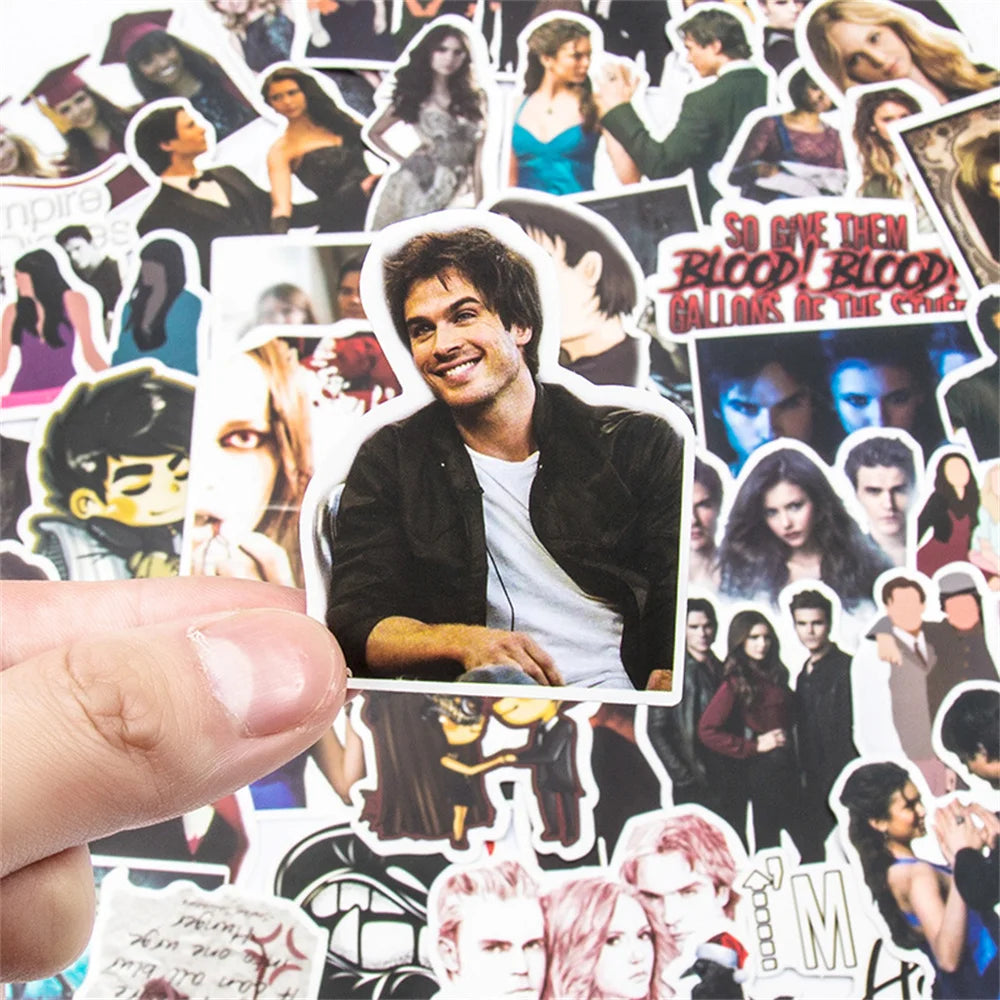50PCS Popular American TV Series The Vampire Diaries Laptop Suitcase Guitar Waterproof Graffiti Stickers