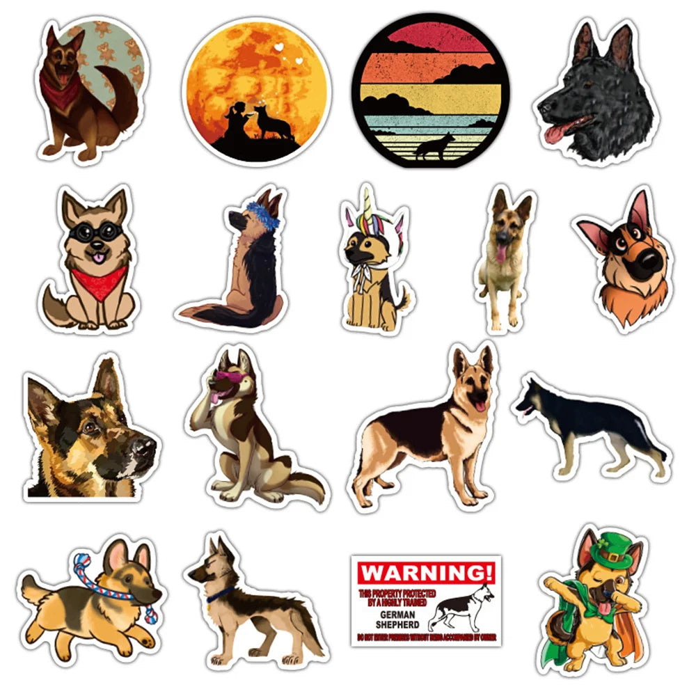 50PCS German Shepherd Graffiti Sticker Car Sticker Luggage Notebook Sticker Trolley Case Waterproof Sticker