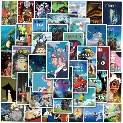50PCS Animated Hayao Miyazaki Graffiti Notebook Mobile Phone Case Motorcycle Luggage Toy Cartoon Cute Sticker