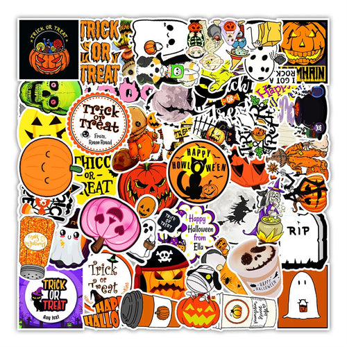 50PCS cartoon Halloween trick-or-Treat decorative style graffiti stickers, personalized fashion and creative trend DIY exquisite decorative decal cups, helmets, skateboard popular sticker toys