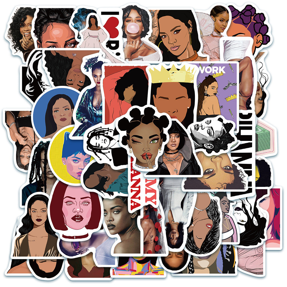 50PCS Pop Diva & Superstar Stickers, Music Icon Cartoon Doodles for Fans, Concerts, and Music Festival Vibes