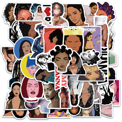 50PCS Pop Diva & Superstar Stickers, Music Icon Cartoon Doodles for Fans, Concerts, and Music Festival Vibes