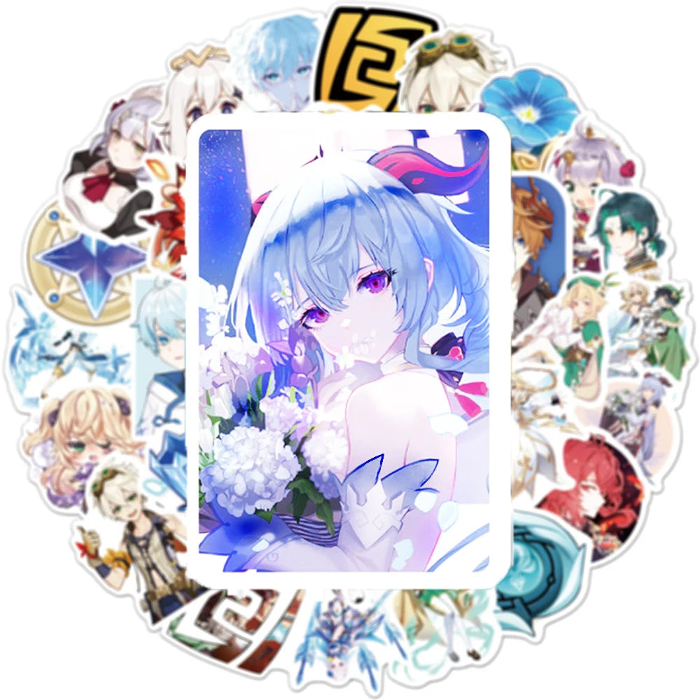 50PCS Animation Yuanshen Impact Game Sticker Cartoon Waterproof Laptop Skateboard PVC Sticker Overall