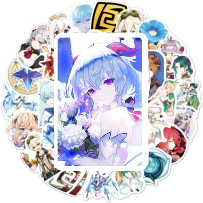 50PCS Animation Yuanshen Impact Game Sticker Cartoon Waterproof Laptop Skateboard PVC Sticker Overall