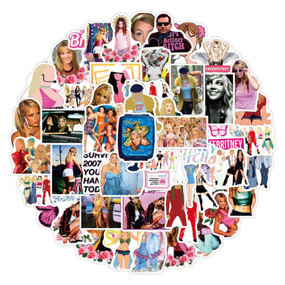 50pcs Star Britney Spears Graffiti Sticker DIY Suitcase Laptop Skateboard Car Motorcycle Star Sticker