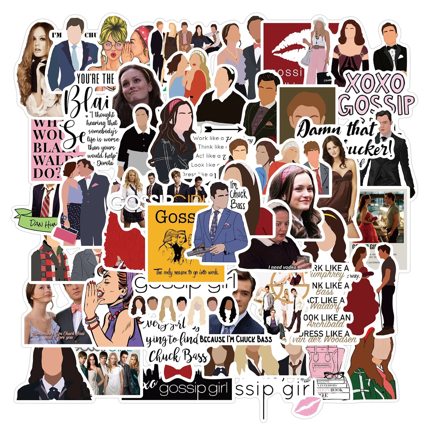 50PCS American Drama Gossip Girl Graffiti Waterproof Sticker Suitcase Notebook Mobile Phone Skateboard Water Cup
