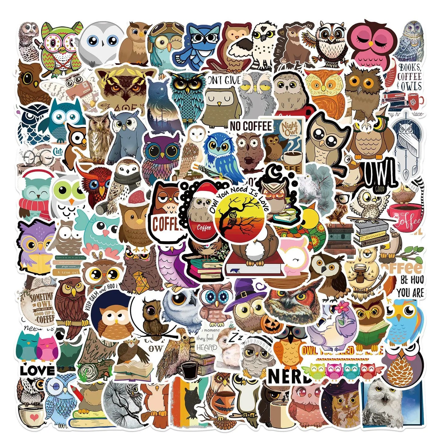 50PCS Cartoon Owl Cute Graffiti Waterproof Sticker Suitcase Notebook Refrigerator Skateboard Stationery Box Helmet