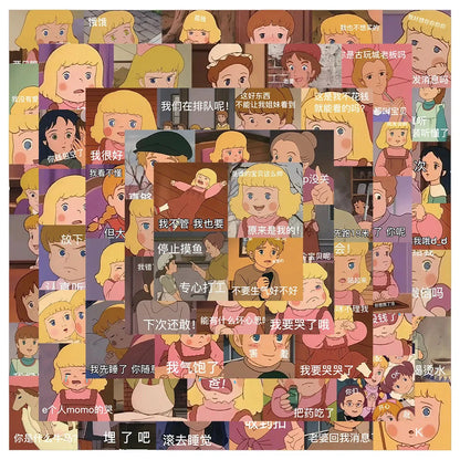 50PCS  CartoonPrincess Sarah Expression Pack Personality Decoration Graffiti Waterproof Sticker Skateboard Helmet