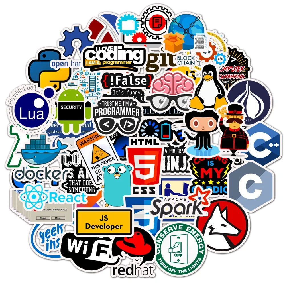 50PCS Programmer Software Programming Language Graffiti Waterproof Sticker Suitcase Notebook RefrigeratorWaterCup