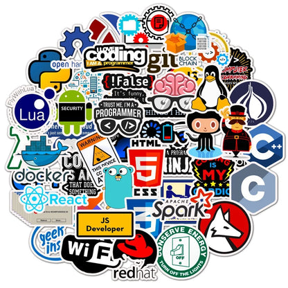 50PCS Programmer Software Programming Language Graffiti Waterproof Sticker Suitcase Notebook RefrigeratorWaterCup