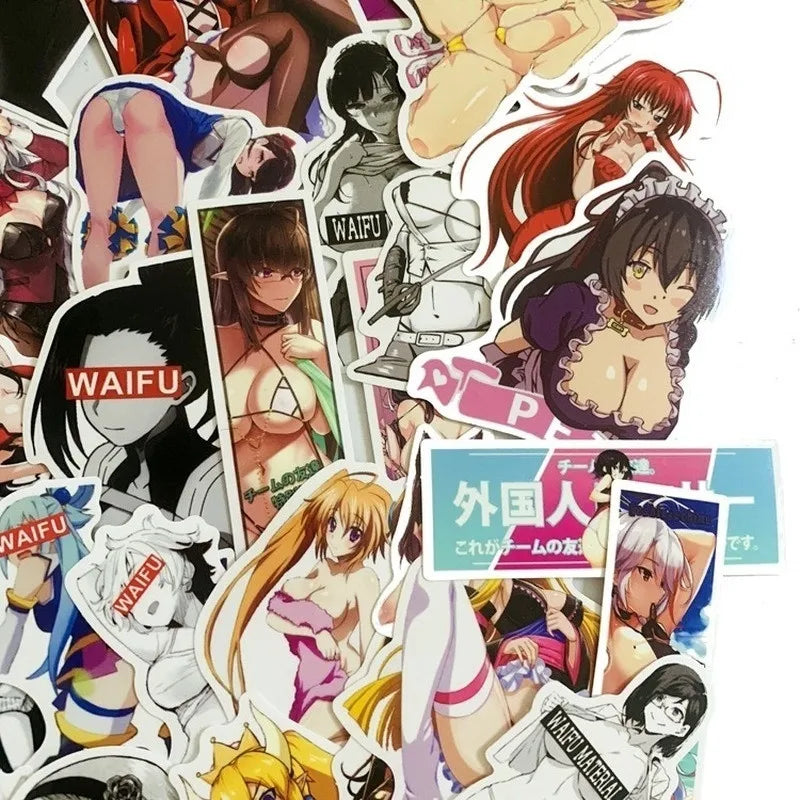 50PCS cartoon and Japanese anime rabbit sexy character decorative style graffiti stickers, personalized, fashionable, creative and trendy DIY exquisite decorative decal cups, helmets, skateboard popular sticker toys