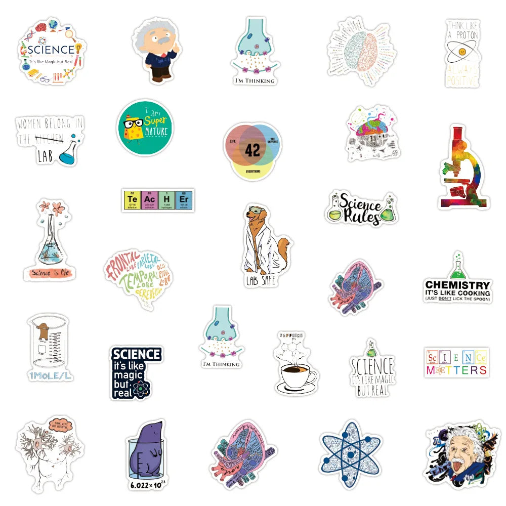 50PCS New Scientific Chemistry Laboratory Graffiti Sticker Waterproof  Suitcase Notebook Skateboard Refrigerator