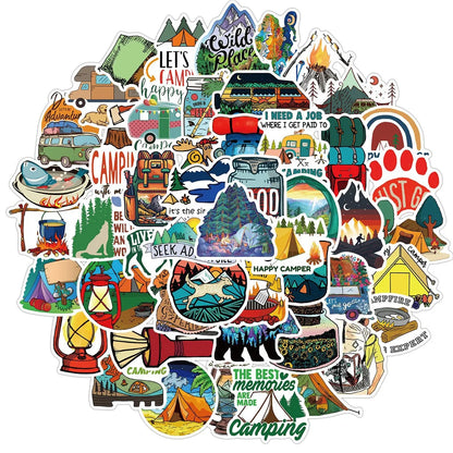 50PCS New Outdoor Camping Graffiti Stickers Luggage Motorcycle Trolley Case Laptop Waterproof Stickers