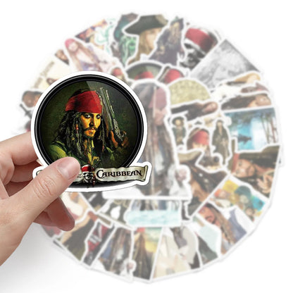 50PCS   Pirates of The Caribbean Graffiti Waterproof Sticker Suitcase Notebook Refrigerator Stationery Box WaterCup