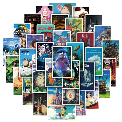 50PCS Animated Hayao Miyazaki Graffiti Notebook Mobile Phone Case Motorcycle Luggage Toy Cartoon Cute Sticker