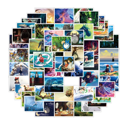 50PCS Japanese Anime Hayao Miyazaki Animation Graffiti Stickers Creative Trend Stickers Refrigerator Computer Guitar Popular Decorative Decals