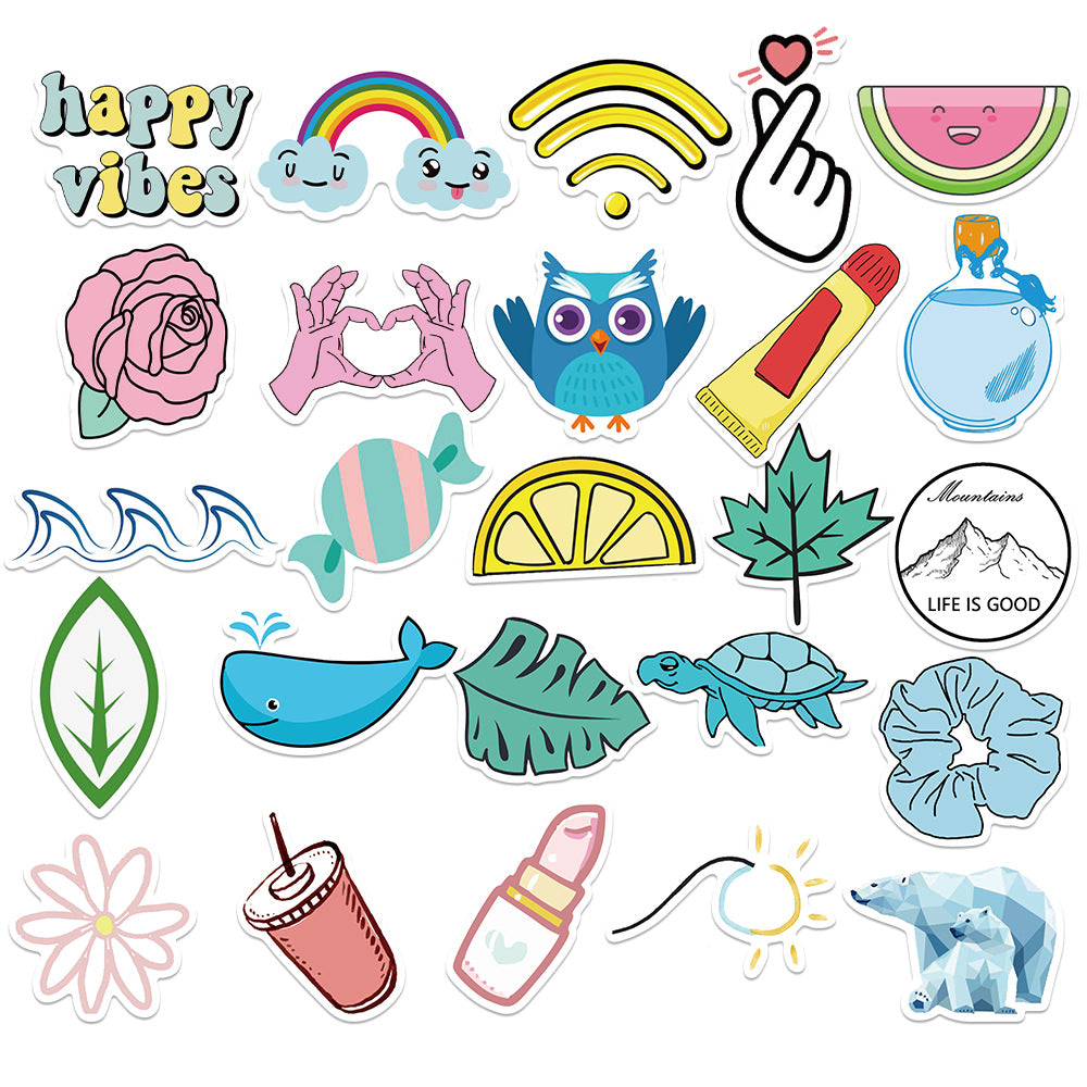 50PCS Cute Cartoon Yellow Fresh-Style Doodle Stickers Perfect for Suitcases, Laptops, Skateboards, Water Bottles, Stationery Boxes Exquisite DIY Desktop Decorations & Journal Stickers