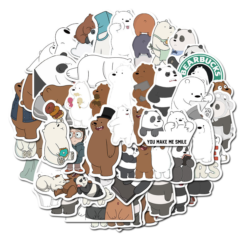 50PCS Cartoon Naked Bear Stickers - Cute Animal Decals for Laptops, Water Bottles, Journals & Funny Meme Gifts