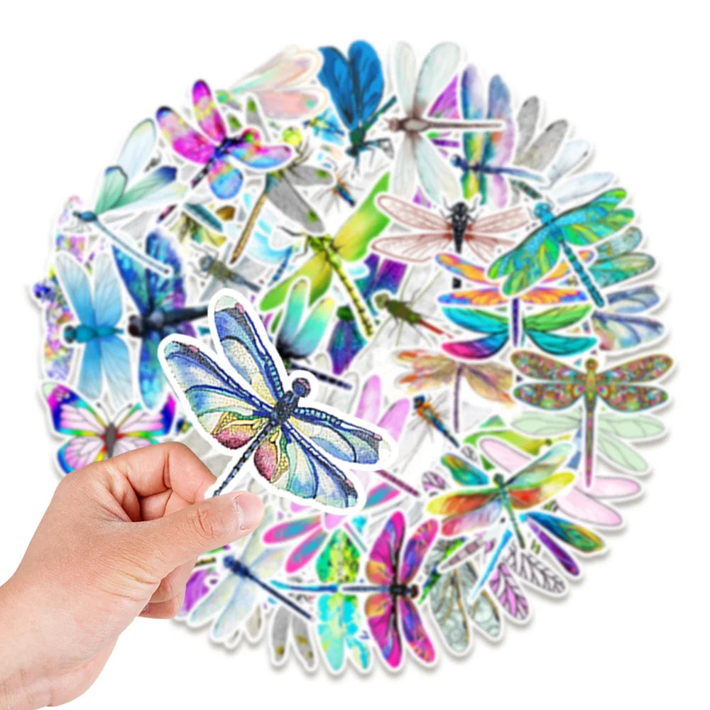 50PCS Summer Dragonfly Fresh Graffiti Decoration Computer Mobile Phone Water Cup Suitcase Waterproof Sticker