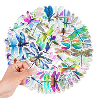 50PCS Summer Dragonfly Fresh Graffiti Decoration Computer Mobile Phone Water Cup Suitcase Waterproof Sticker