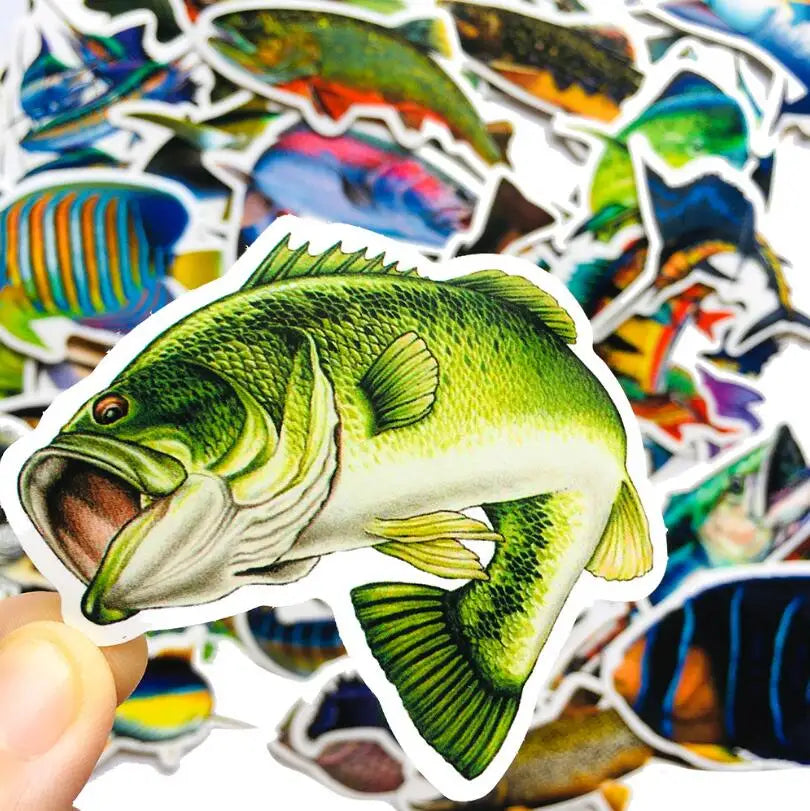 50PCS outdoor fishing sea fishing suitcase helmet notebook waterproof sticker decorative graffiti