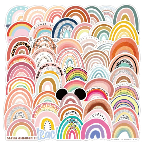 50PCS Colorful Rainbow Bridge Small Fresh Graffiti Stickers Luggage Mobile Phone Children Helmet Decoration Toys