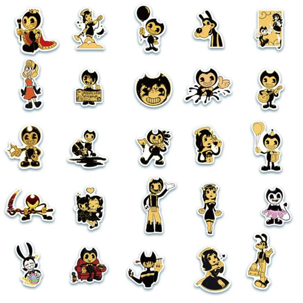 50PCS Retro Cartoon Horror Game Diary Graffiti Mobile Phone Shell Skateboard Decoration Waterproof Sticker Toy
