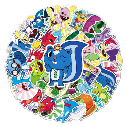 50PCS Happy Tree Friends Luggage Sticker Graffiti Waterproof Suitcase Laptop Decoration Sticker