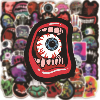 50PCS Horror Halloween Horror Graffiti Sticker Wall Sticker Computer Notebook Water Cup Trolley Case Sticker