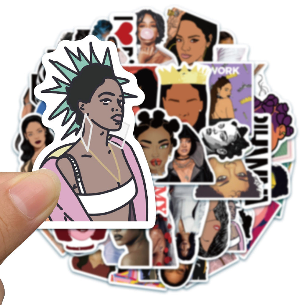50PCS Pop Diva & Superstar Stickers, Music Icon Cartoon Doodles for Fans, Concerts, and Music Festival Vibes