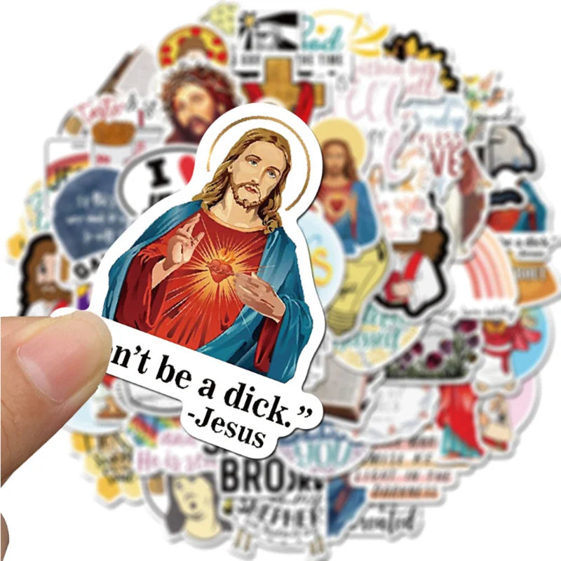 50PCS   Christian God Jesus Faith Cartoon Graffiti Skateboard Notebook Guitar Phone Waterproof Sticker Toy Gift