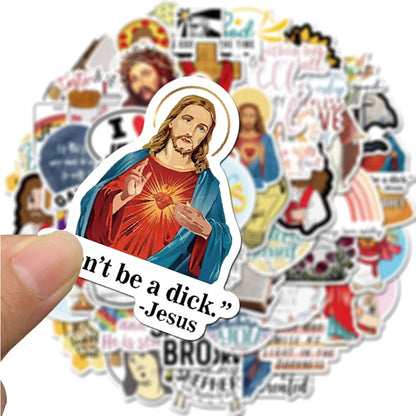 50PCS   Christian God Jesus Faith Cartoon Graffiti Skateboard Notebook Guitar Phone Waterproof Sticker Toy Gift