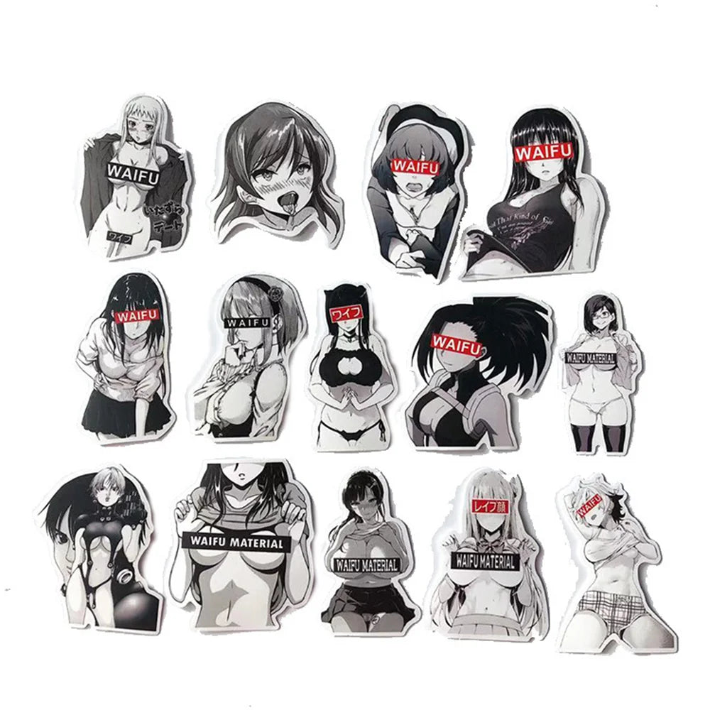 50PCS Matte Black and White Sexy Beauty Luggage Laptop Mobile Phone Graffiti Stickers Waterproof Stickers