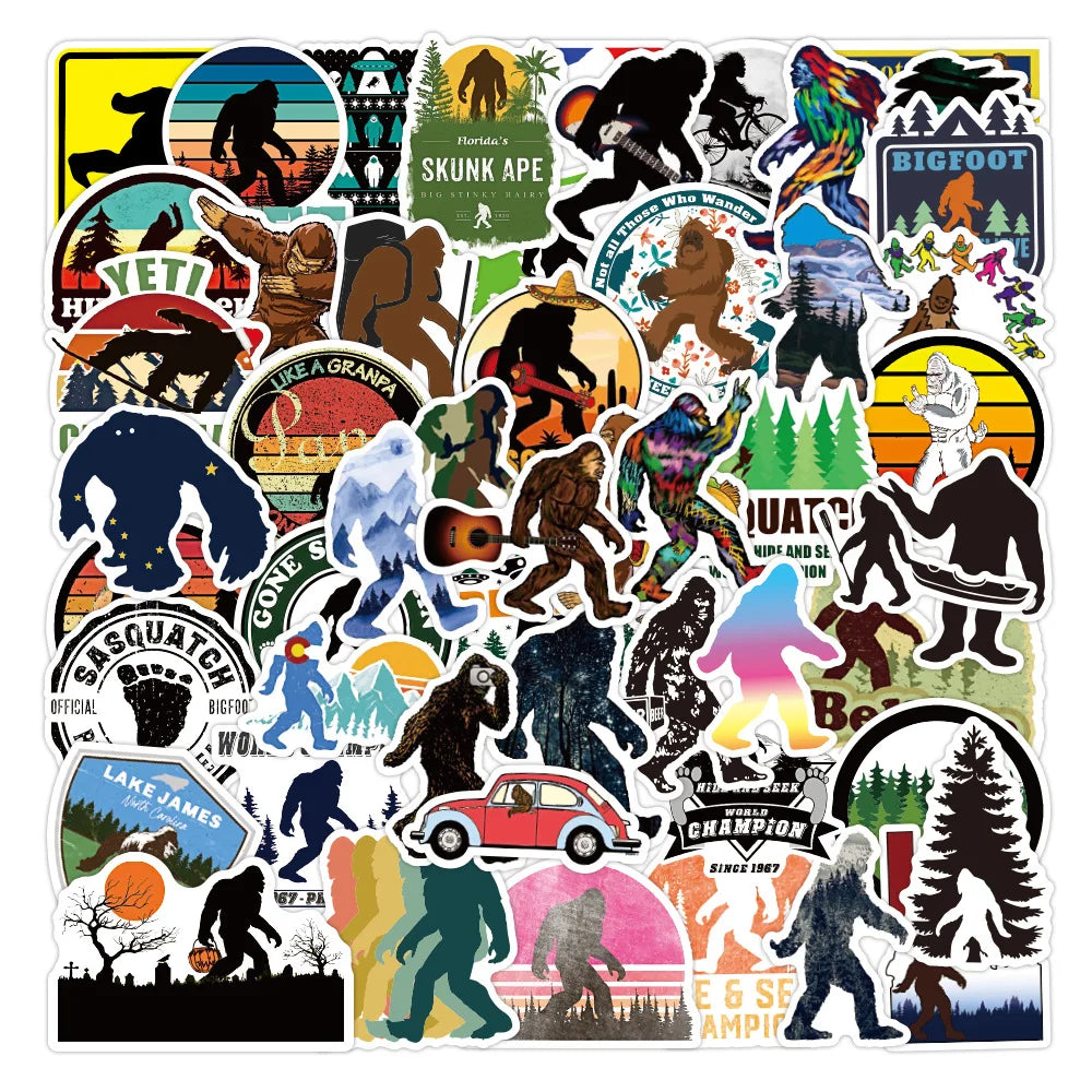 50pcs New Bigfoot Savage Graffiti Sticker Waterproof Luggage Compartment Notebook Scooter Water Cup Sticker Custom