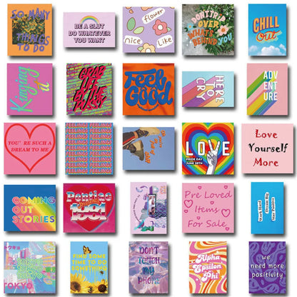 50PCSIns Wind English Text Hand Account Stickers Personalized Creative Graffiti Waterproof Decorative Stickers