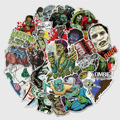 50PCS Zombie Graffiti Sticker Personality Horror DIY Handbook Notebook Skateboard Luggage Sticker