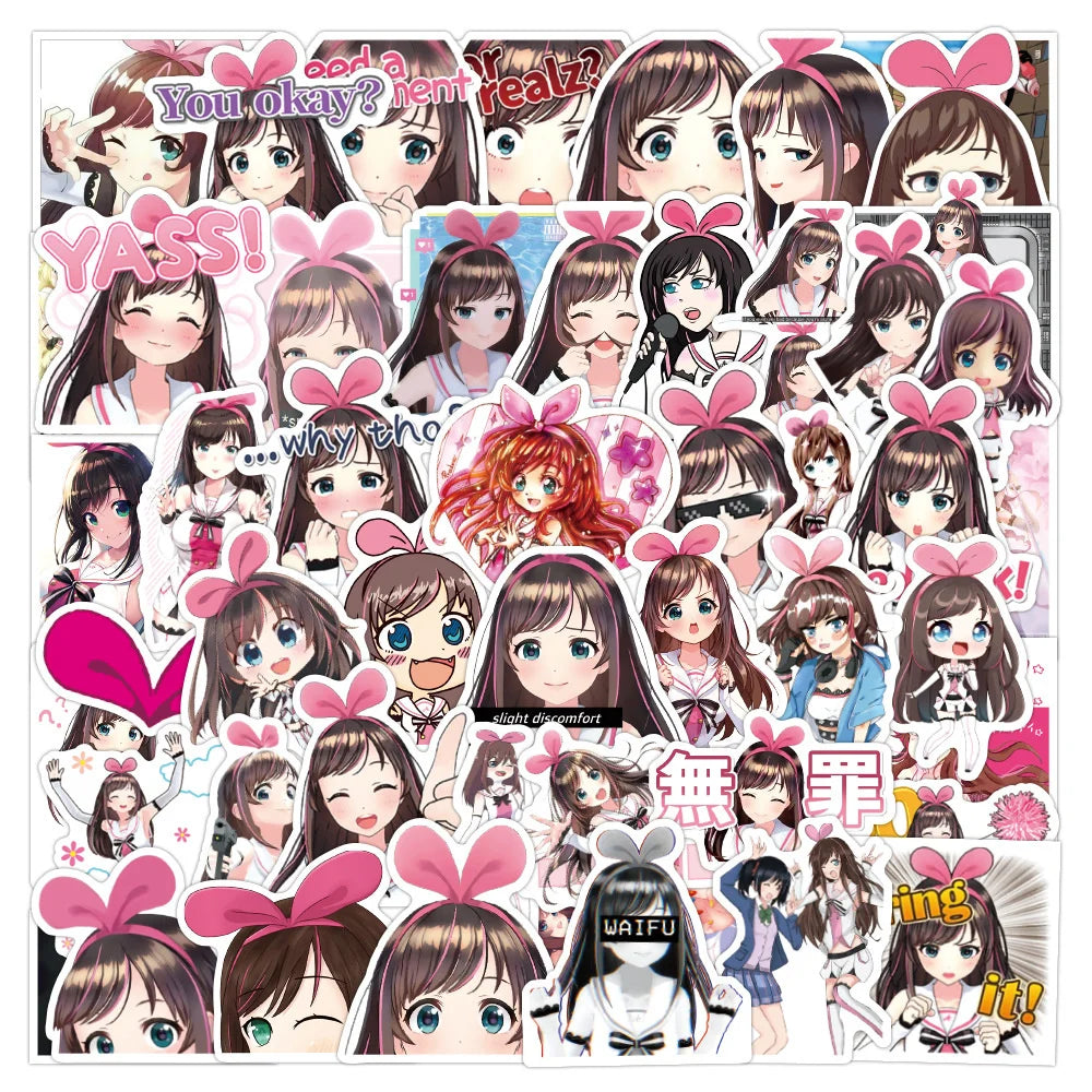 50PCS Cute Girl Tripping Love Graffiti Trolley Case Scooter Refrigerator Water Cup Waterproof Child Sticker