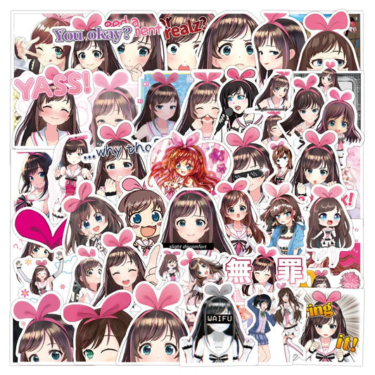 50PCS Cute Girl Tripping Love Graffiti Trolley Case Scooter Refrigerator Water Cup Waterproof Child Sticker