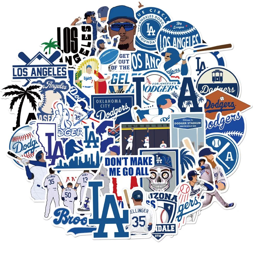 50PCS/Dodgers Series Baseball Sticker Laptop Guitar Motorcycle Luggage Skateboard Bike Waterproof Sticker