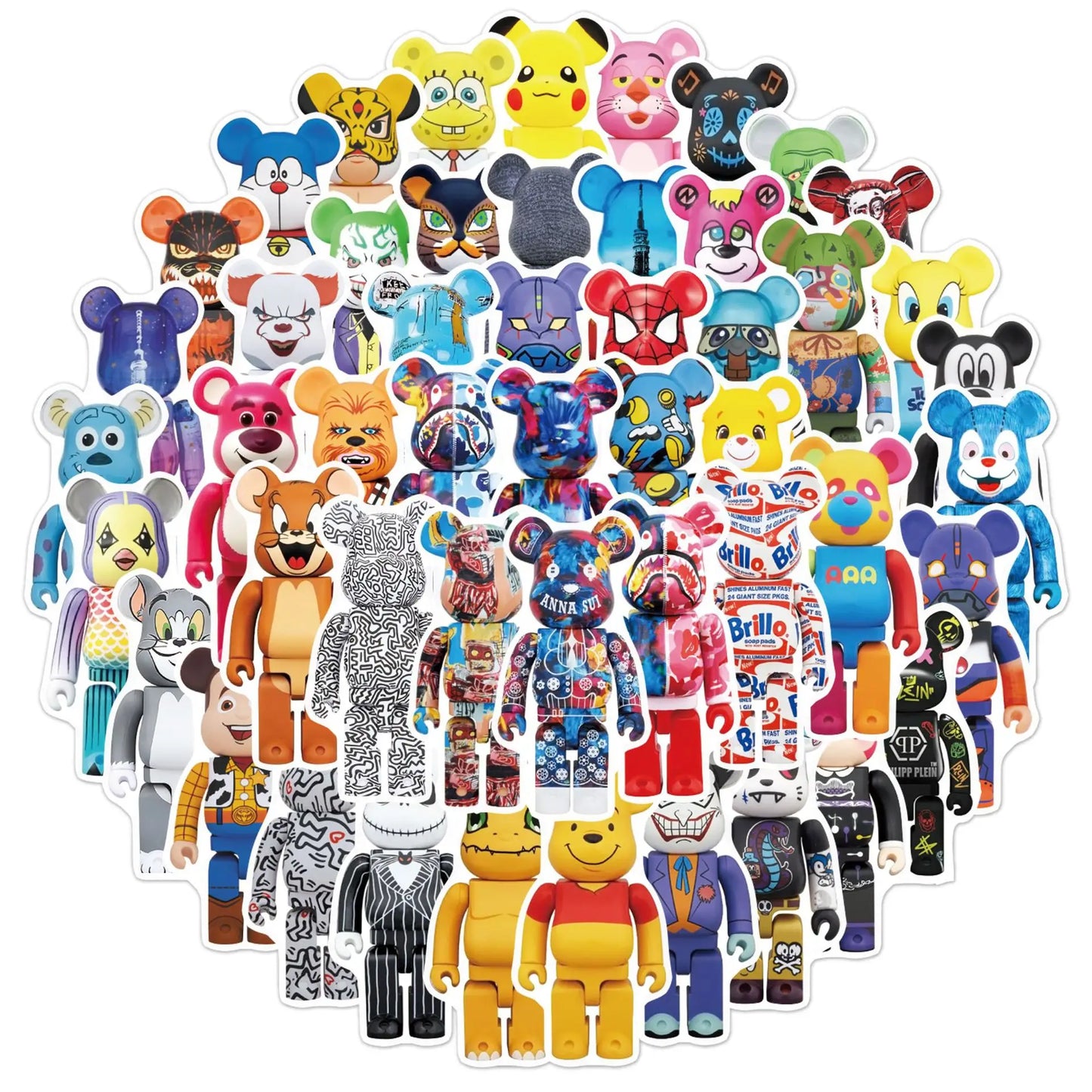 50pcs Cartoon Building Block Bear Personality DIY Decoration Suitcase Mobile Phone Case Toy Sticker