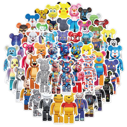 50pcs Cartoon Building Block Bear Personality DIY Decoration Suitcase Mobile Phone Case Toy Sticker