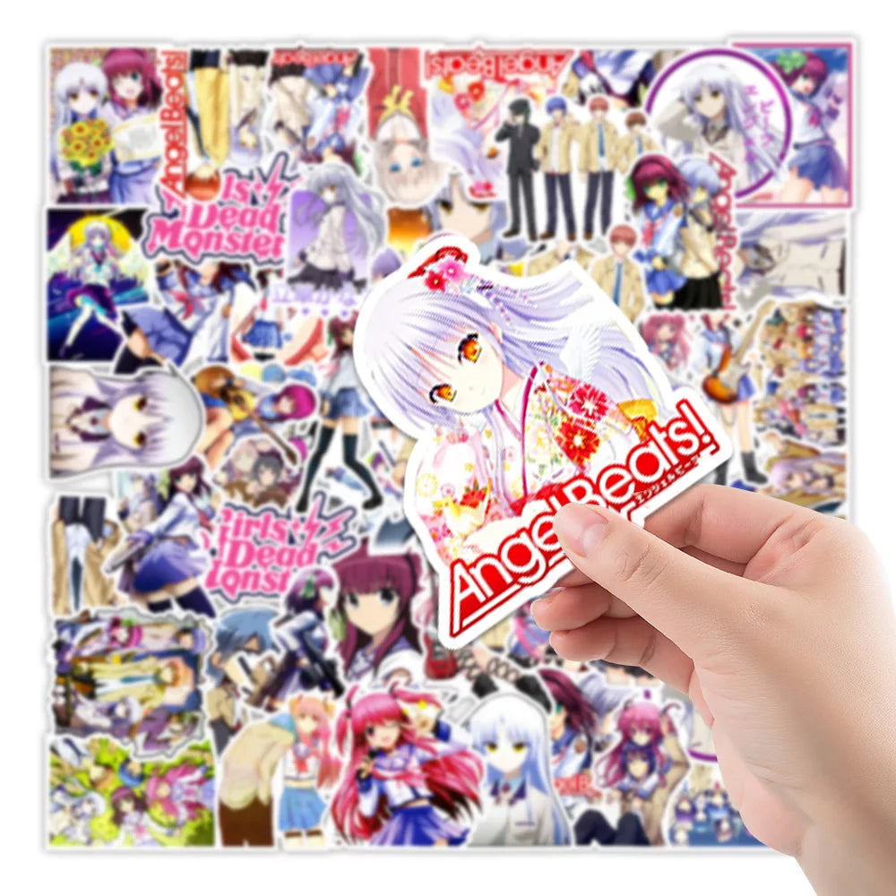 50 pieces of cartoon Riman Angel heartbeat doodle stickers, personalized DIY car trunk, scooter, laptop, phone case waterproof decorative sticker toys